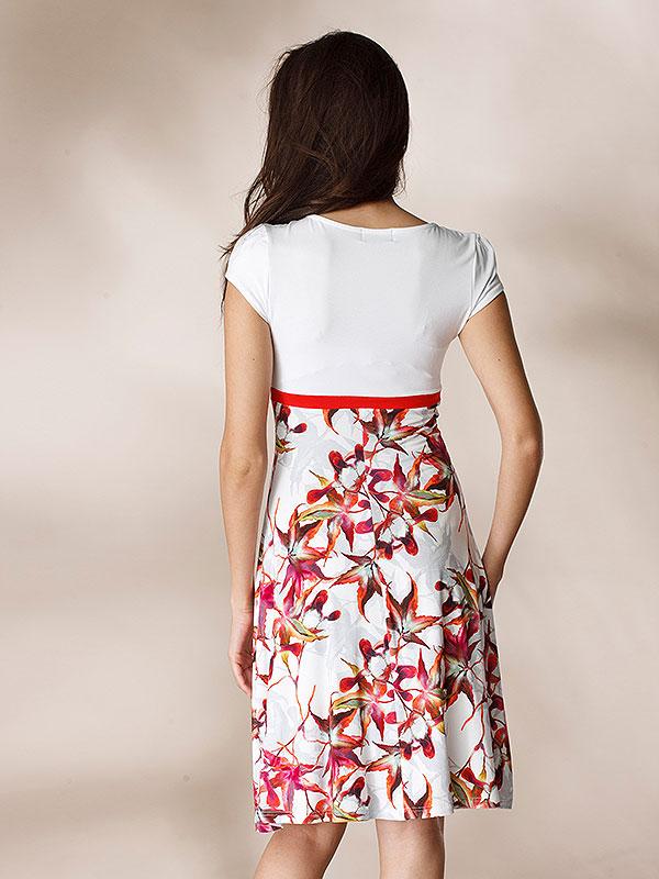 Lega viskozinė suknelė "Gvineta White - Red Floral Print"