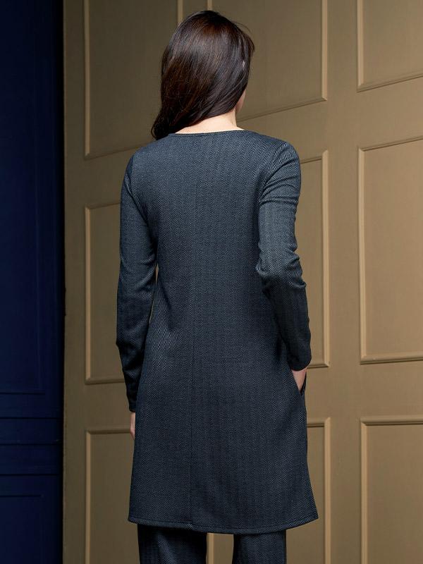 Lega suknelė su užtrauktuko papuošimu "Molly Black - Graphite Chevron Tweed"