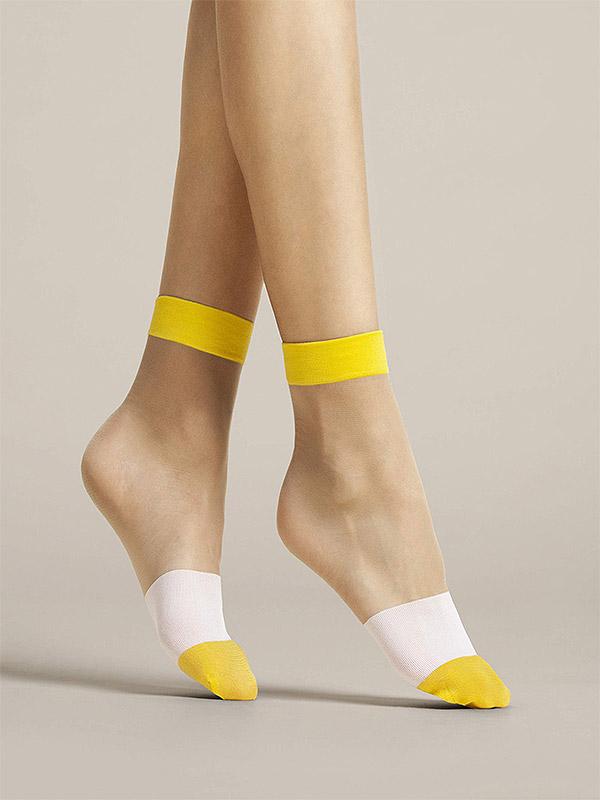 Fiore dvispalvės kojinaitės "Bicolore 15 Den Poudre - Yellow - White"