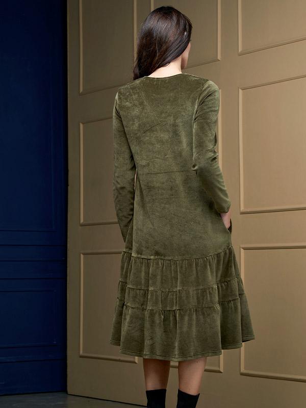 Lega medvilninė platėjanti suknelė "Nomeda Olive Velour"