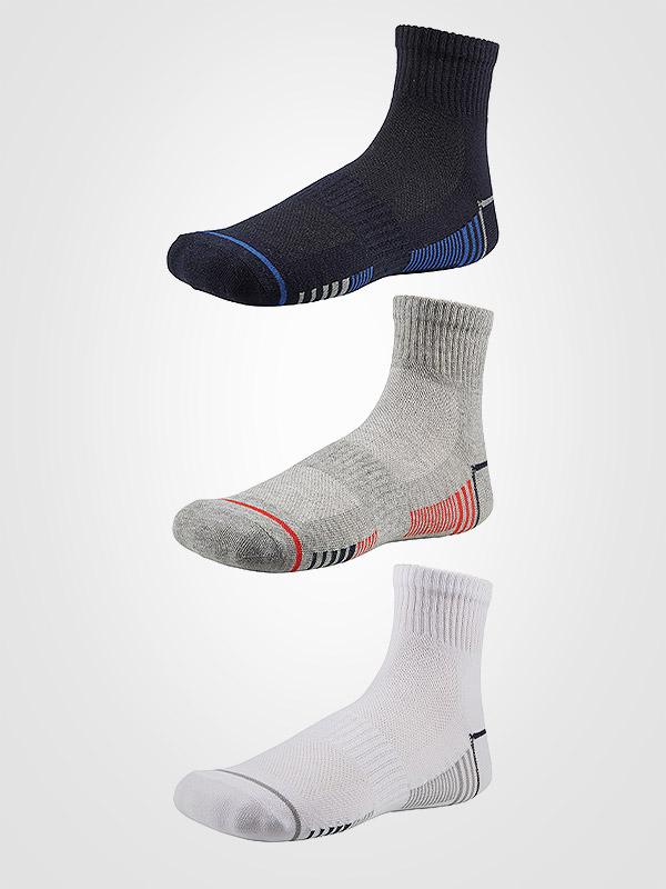 Ysabel Mora 3 vyriškų medvilninių sportinių kojinių komplektas "Ankle Willy Navy - Grey - White"