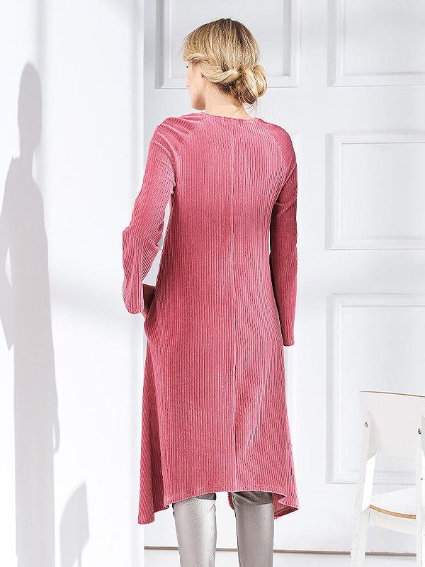 Lega medvilninė velvetinė suknelė "Damila Pink"