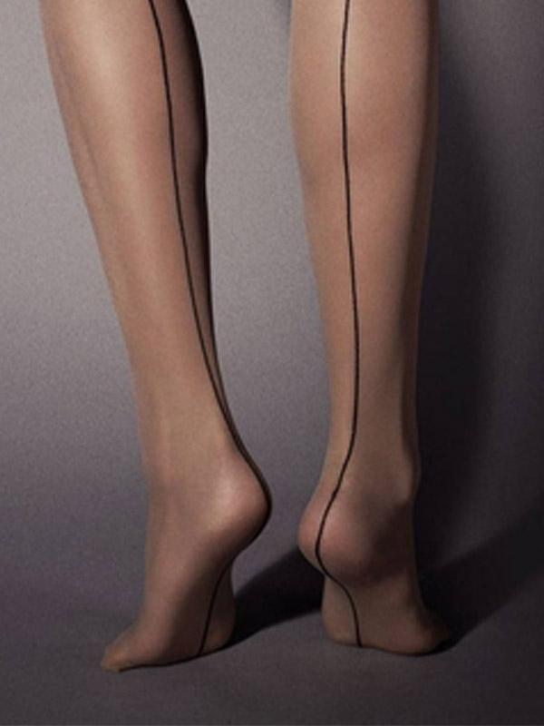 Veneziana prisegamos matinės kojinės su siūle iš galo "Calze Lolita 15 Den Nude - Black"