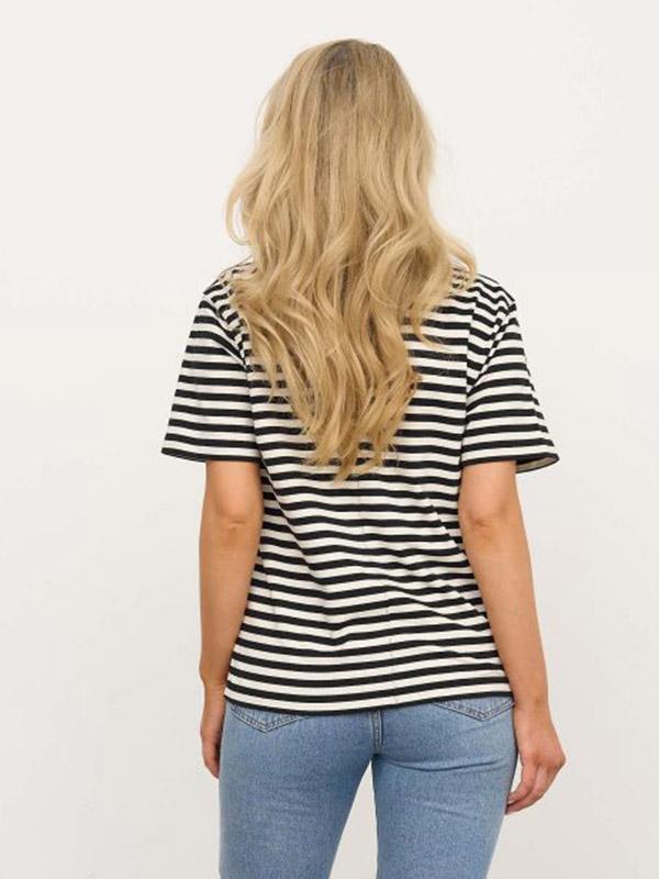 Atella marškinėliai su medvilne "Linda White - Black Stripes"