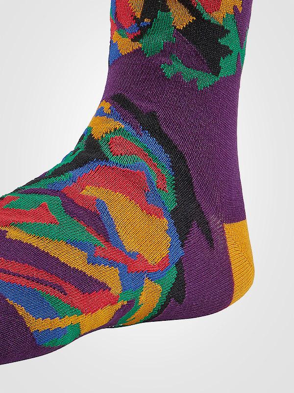 Ysabel Mora vyriškos spalvotos medvilninės kojinės "Uno Violet - Multicolor"