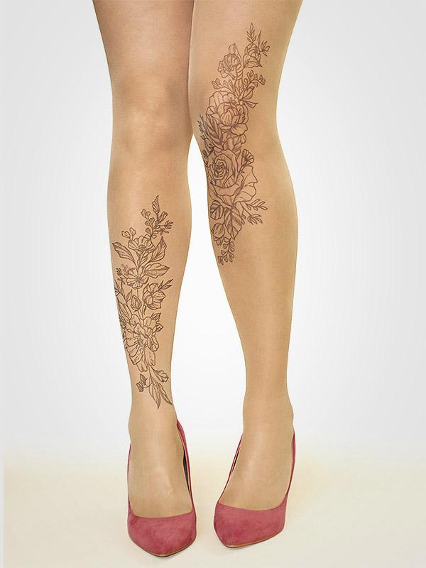 Stop & Stare prilipinamos kojinės su tatuiruote "Vintage Floral 20 Den Sun"