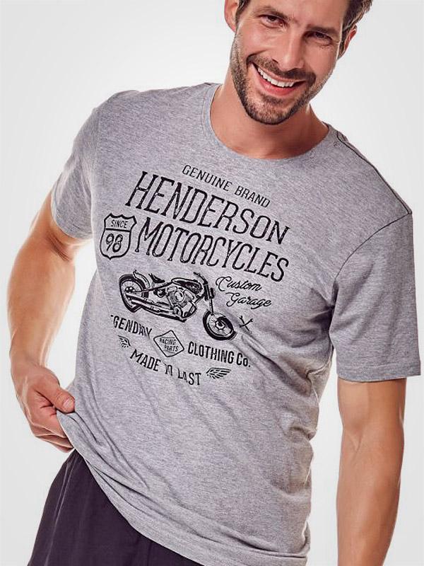 Henderson medvilninė vyriška pižama "Motorcycles Grey - Black"