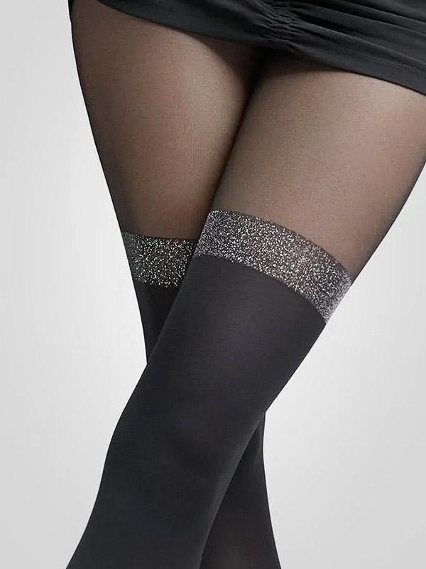 Marilyn  3D mikrofibros pėdkelnės su kojinių imitacija "Zazu X16 20-60 Den Black - Silver"