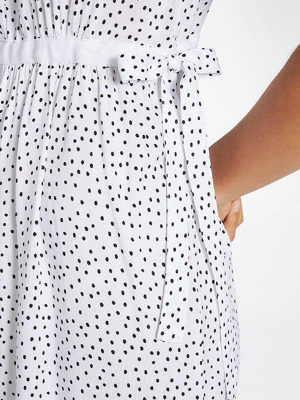 Ysabel Mora trumpa vasarinė viskozinė suknelė "Jamala White - Black Dots"