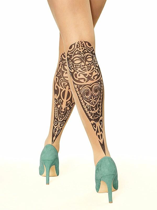 Stop & Stare pėdkelnės su tatuiruote "Maori Couple 20 Den Sun"