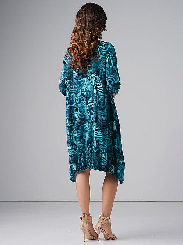 Lega laisvo kirpimo asimetrinė suknelė "Silvia Turquoise Floral Print"