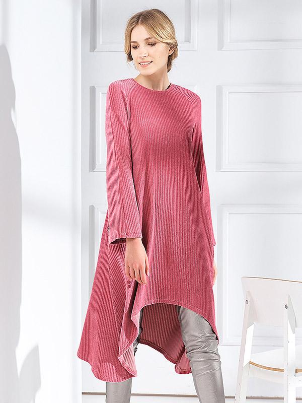 Lega medvilninė velvetinė suknelė "Damila Pink"