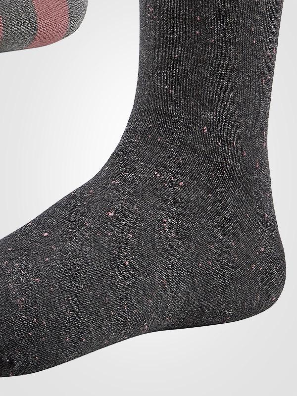 Ysabel Mora 2 medvilninių kojinių komplektas "Daria Graphite - Dusty Pink"