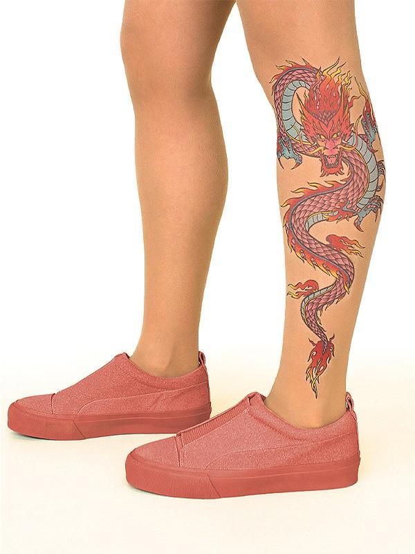Stop & Stare pėdkelnės su tatuiruote "Fire Dragon 20 Den Sun"