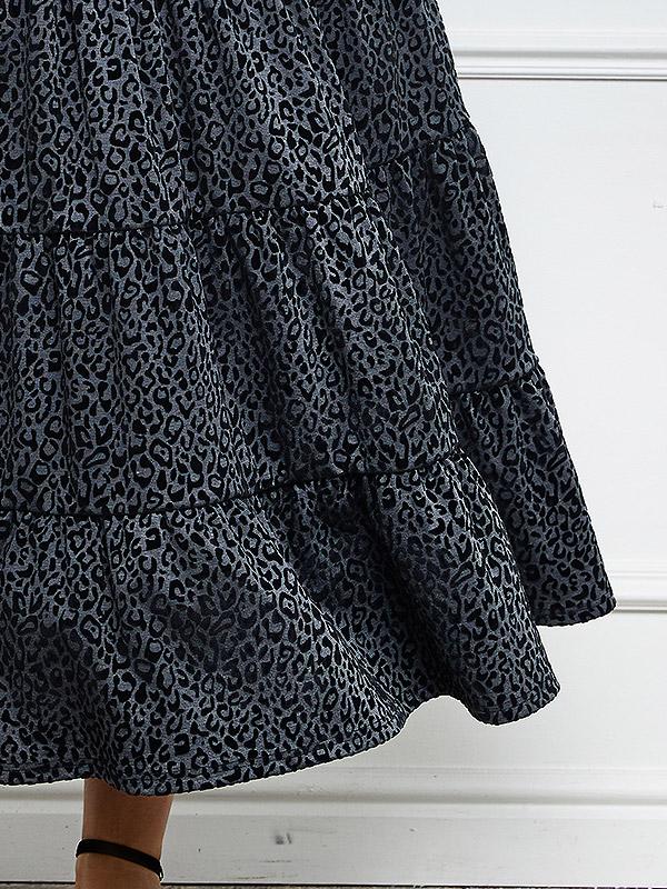 Lega suknelė "Yvette Grey - Black Velour Cheetah Pattern"