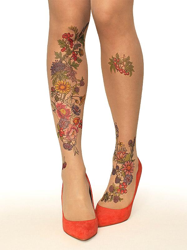 Stop & Stare pėdkelnės su tatuiruote "Summer Garden 20 Den Sun"