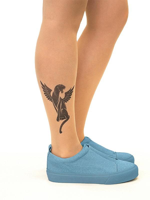 Stop & Stare pėdkelnės su tatuiruote "Winged Panther 20 Den Sun"