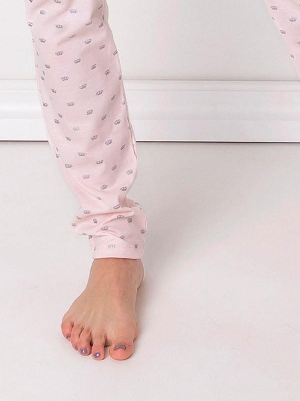 Aruelle medvilninė pižama "Q Long White - Pink"