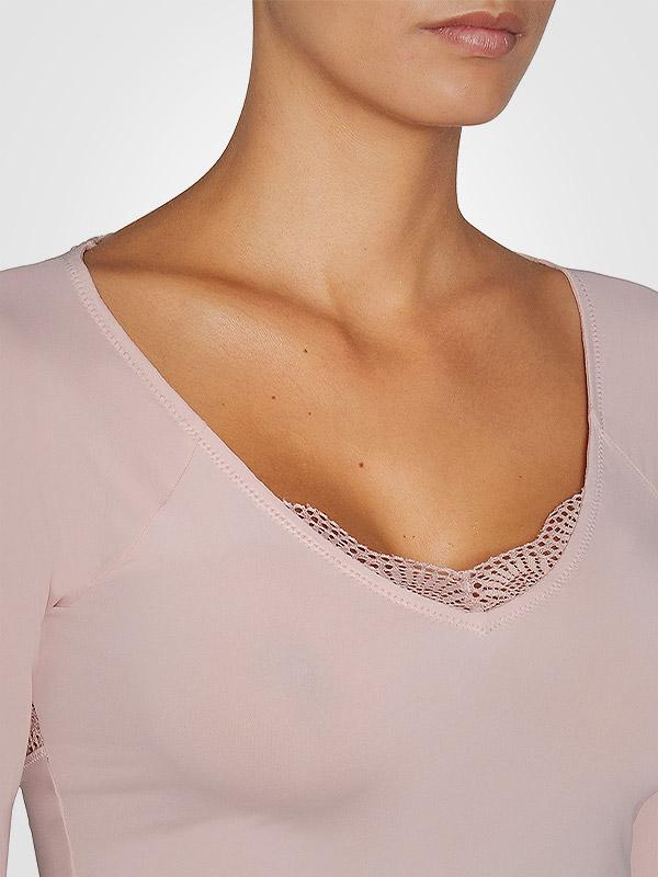 Ysabel Mora mikrofibros marškinėliai ilgomis rankovėmis "Odily Dusty Pink"