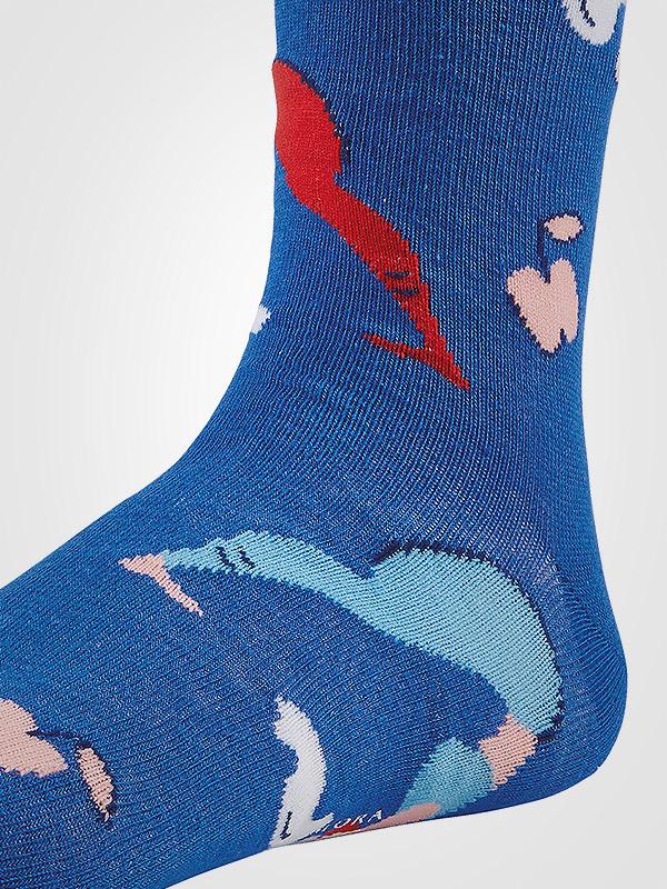 Ysabel Mora spalvotos medvilninės kojinės "Cielo Blue - Multicolor"