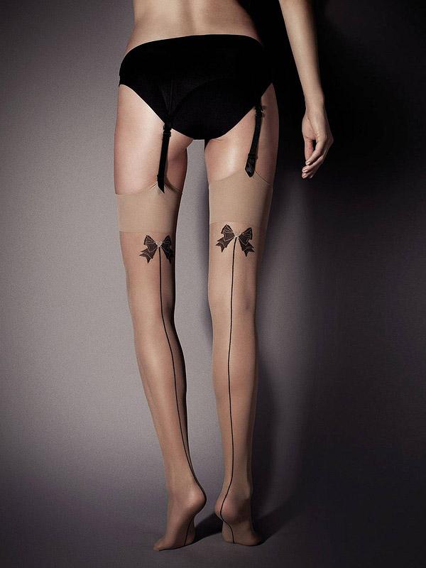 Veneziana prisegamos matinės kojinės su siūle iš galo "Calze Lolita 15 Den Nude - Black"