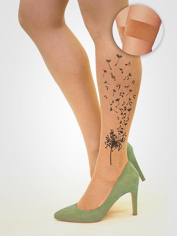 Stop & Stare prilipinamos kojinės su tatuiruote "Musical Dandelion 20 Den Sun"