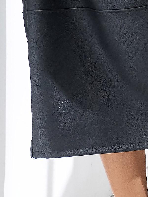 Lega dirbtinės odos midi sijonas "Irma Black"