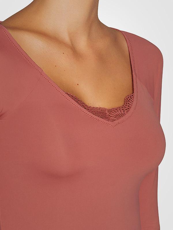 Ysabel Mora mikrofibros marškinėliai ilgomis rankovėmis "Odily Terracotta"
