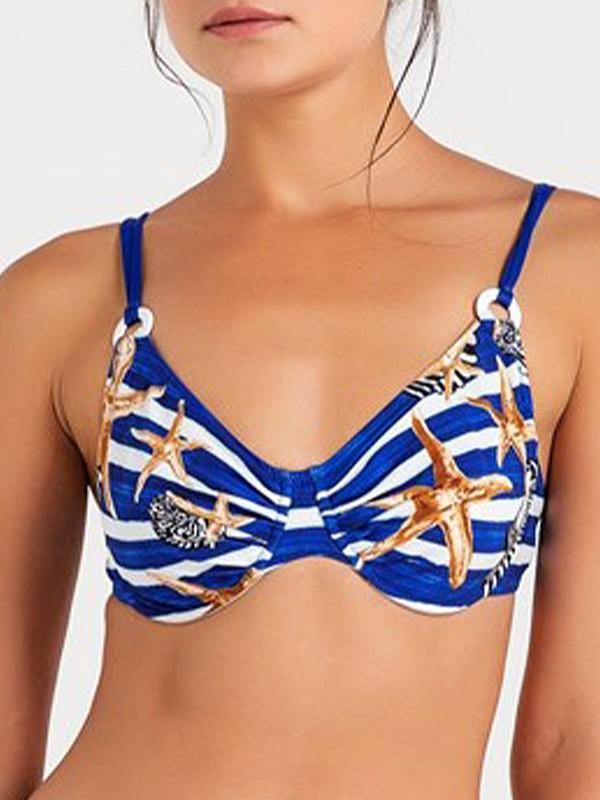 Charmline bikini maudymosi kostiumėlis "Starfish Marina Blue - White Stripes"