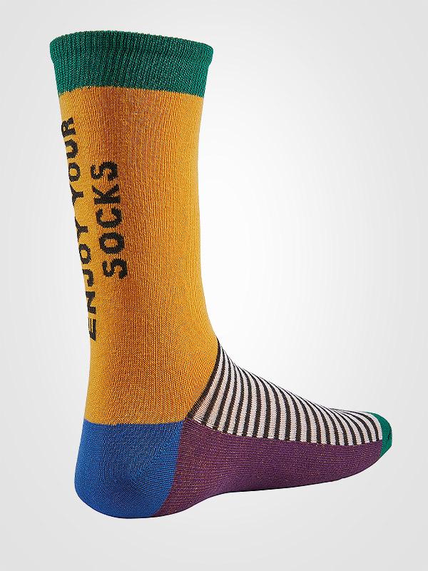 Ysabel Mora vyriškos spalvotos medvilninės kojinės "Uno Yellow - Multicolor"