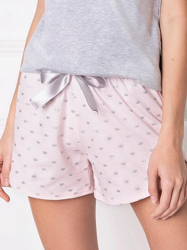 Aruelle medvilninė pižama "Q Short Grey - Pink"