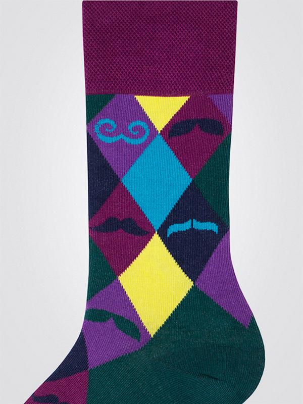 Spalvotos Kojines unisex medvilninės kojinės "Hipster Icon Purple - Multicolor"
