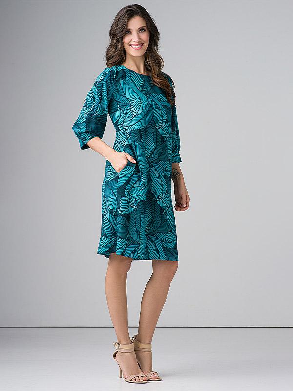 Lega viskozinė suknelė "Agostina Turquoise Floral Print"