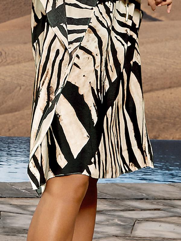 Maryan Mehlhorn viskozinis paplūdimio kaftanas "Sahara Beige - Black Zebra Print"