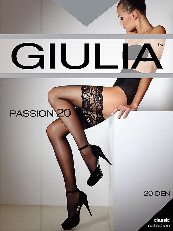 Giulia prilipinamos kojinės su nėrinių juosta "Passion 20 Den Nero"