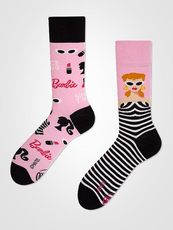 Many Mornings unisex medvilninės kojinės "Barbie Pink - Black - White"