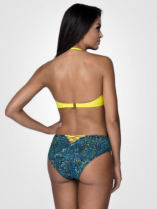 Lorin bikini push up maudymosi kostiumėlis "Shiela Yellow - Blue Ornament Print"