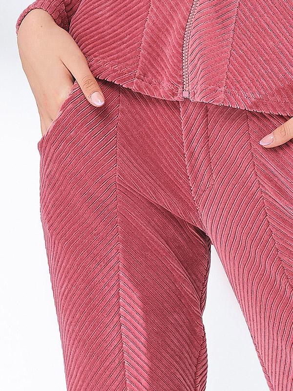 Lega medvilninės velvetinės laisvalaikio kelnės su kišenėmis "Trudy Pink"