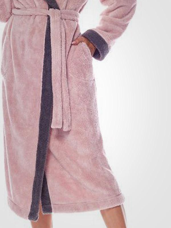 L&L ilgas chalatas su gobtuvu "Liliana Light Pink - Grey"