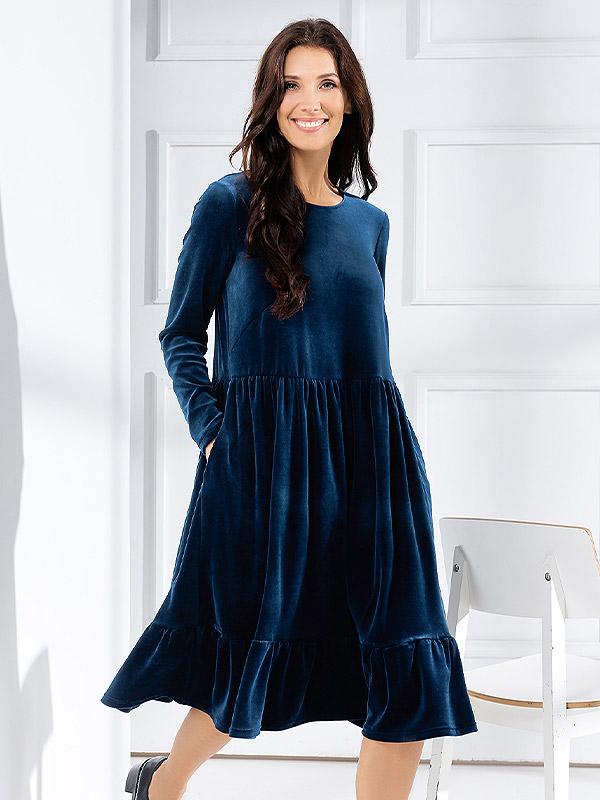 Lega medvilninė suknelė "Bonna Blue Velour"