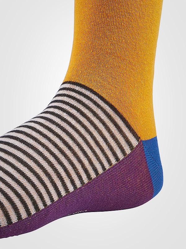 Ysabel Mora vyriškos spalvotos medvilninės kojinės "Uno Yellow - Multicolor"