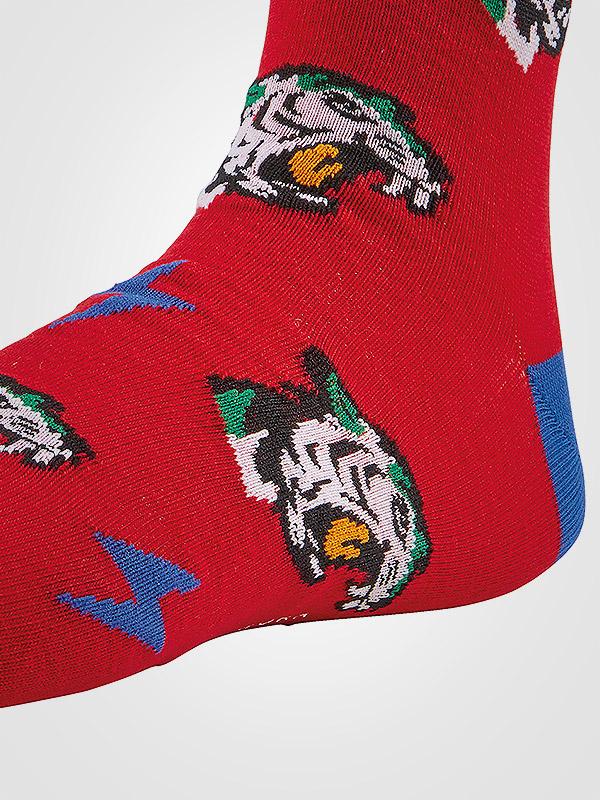 Ysabel Mora vyriškos spalvotos medvilninės kojinės "Uno Red - Multicolor"