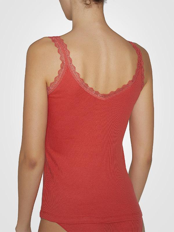 Ysabel Mora medvilniniai apatiniai marškinėliai su nėriniais "Manika Red"