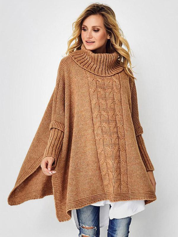 Makadamia poncho stiliaus megztinis su vilna "Werra Camel"