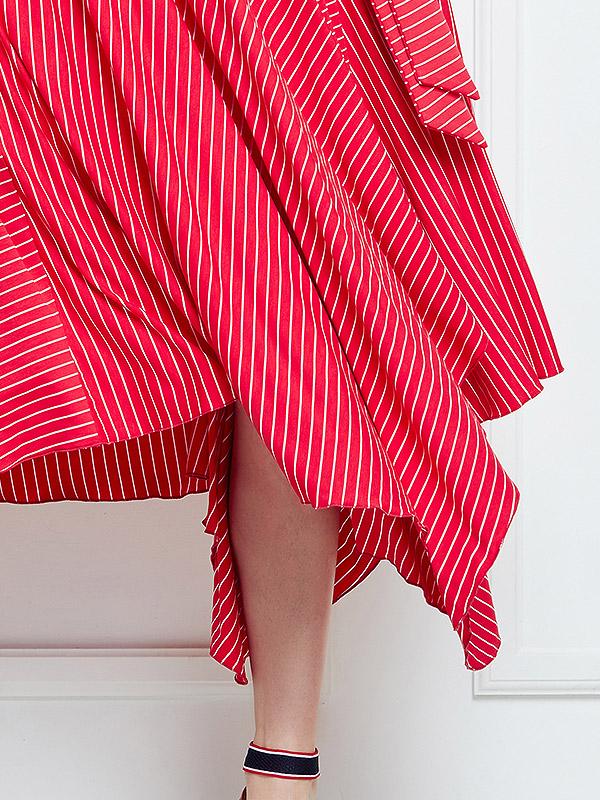 Lega viskozinė suknelė "Merel Coral Red Stripes"