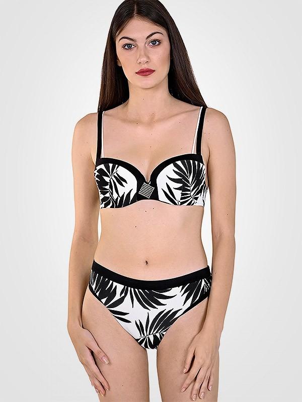 Lisca bikini push up maudymosi kostiumėlis "Ocean City White - Black Palm Print"