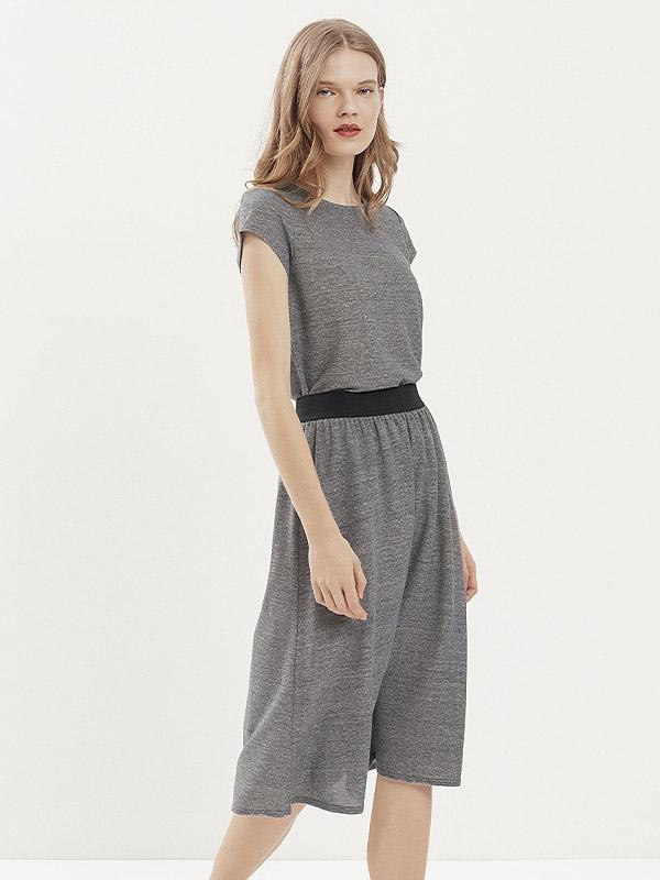 Utenos lino ir modalo sijonas "Reiko Grey - Black"
