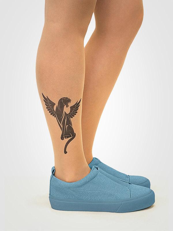 Stop & Stare prilipinamos kojinės su tatuiruote "Winged Panther 20 Den Sun"