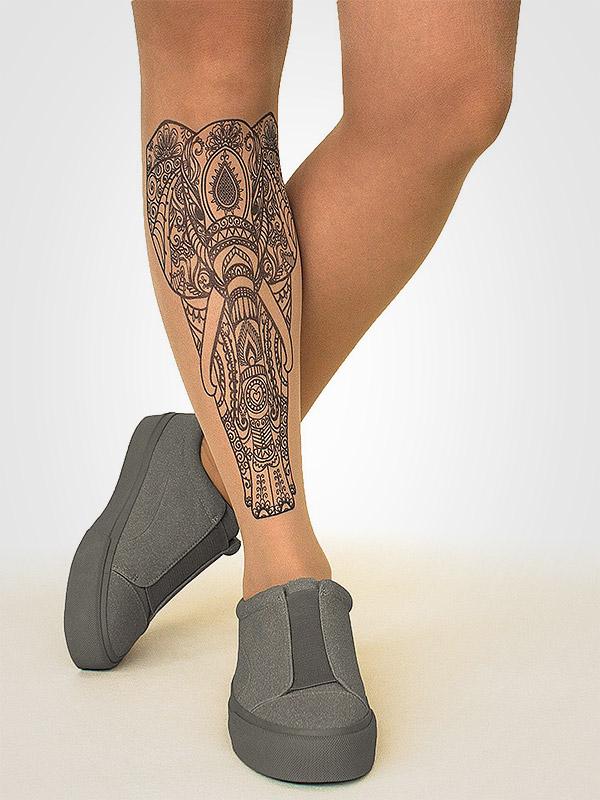 Stop & Stare prilipinamos kojinės su tatuiruote "Indian Elephant 20 Den Sun"