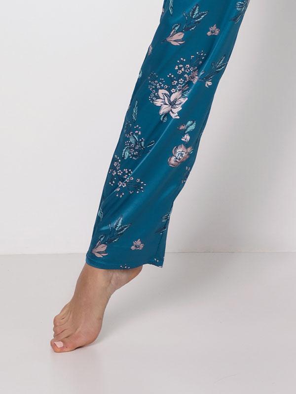 Aruelle ilga pižama "Emily Long Dusty Rose - Turquoise Flower Print"